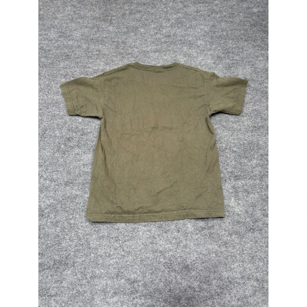 Vans Kids T-Shirt Medium Olive Green Black Logo Graphic Short Sleeve Cotton Tee